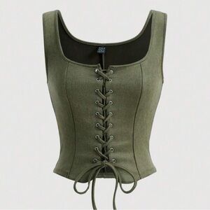 Olive Lace-Up Tank Top